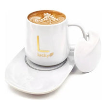 Cargar imagen en el visor de la galería, Taza Mug Cerámico con Base eléctrica Calentadora y Cuchara