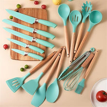 Cargar imagen en el visor de la galería, Set completo de 18 Utensilios y cuchillos de Cocina de Silicona antiadherentes
