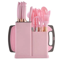 Cargar imagen en el visor de la galería, Set completo de 18 Utensilios y cuchillos de Cocina de Silicona antiadherentes