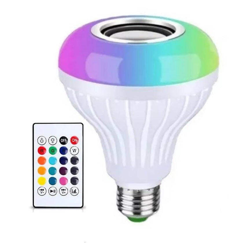 Bombillo parlante bluetooth luces multicolor con control