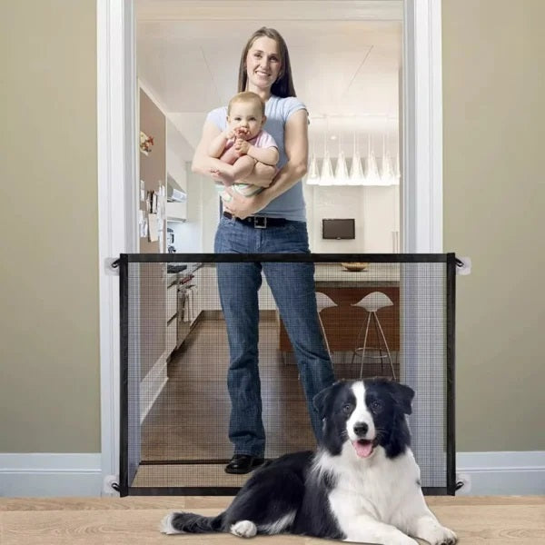 Puerta malla de seguridad para mascotas plegable 180 cm