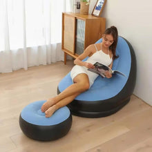 Cargar imagen en el visor de la galería, Sillón inflable portátil para adultos con reposa pies comodidad