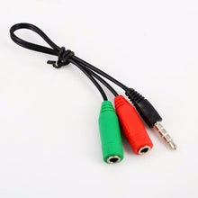 Cargar imagen en el visor de la galería, Convertidor audio micrófono 2 a 1 jack hembra a jack macho 3.5mm