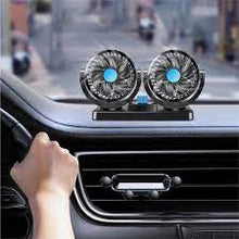 Cargar imagen en el visor de la galería, Ventilador doble para carro autos interior giratorio 360° potente