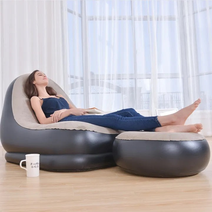 Sillón inflable portátil para adultos con reposa pies comodidad