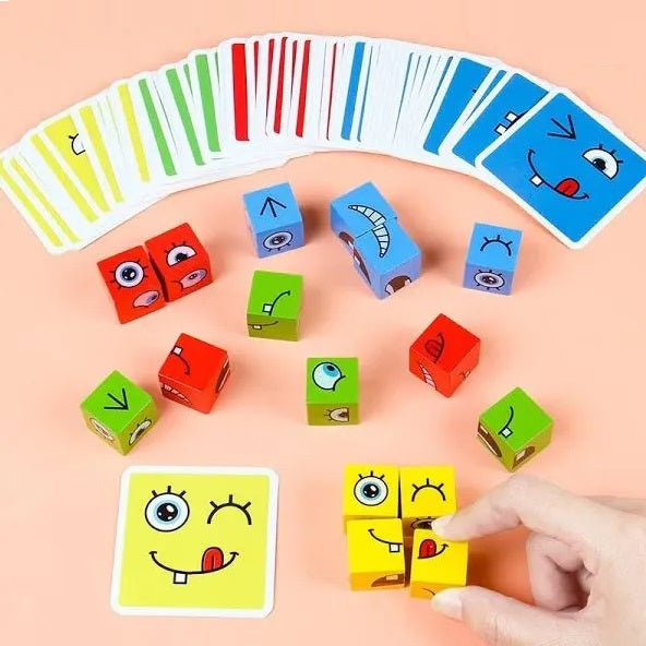 Cubo mágico juego de expresiones y cartas montesori