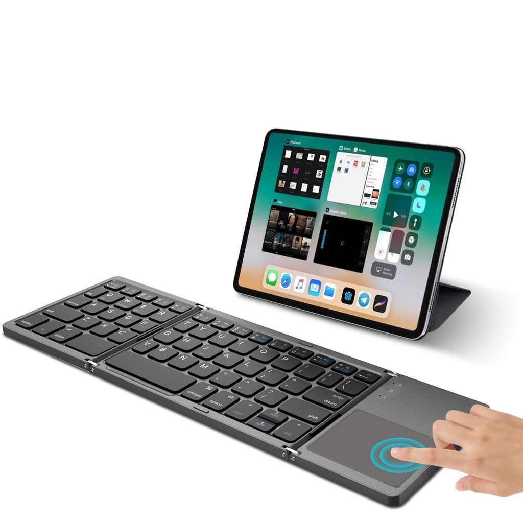 Teclado touch pad inalámbrico bluetooth plegable y recargable