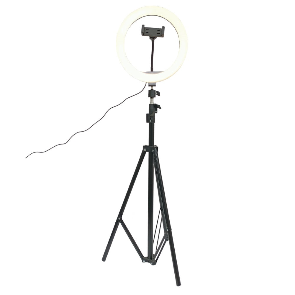 Aro de luz LED 30 cm con trípode 2 mts y soporte para celular