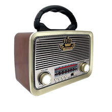 Cargar imagen en el visor de la galería, Parlante radio vintage con bluetooth USB emisora recargable JX203