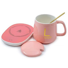 Cargar imagen en el visor de la galería, Taza Mug Cerámico con Base eléctrica Calentadora y Cuchara