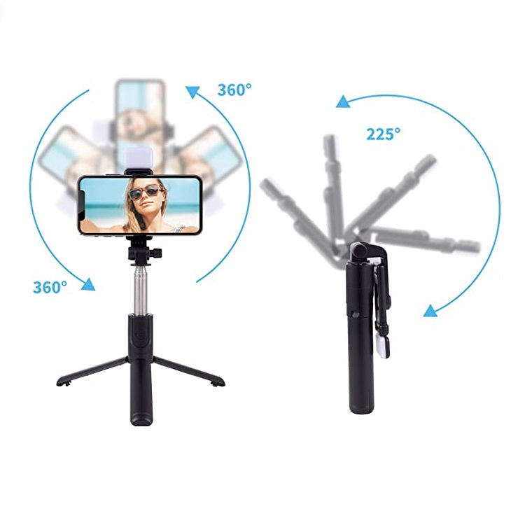 Tripode monopod de selfie 2 en 1 con luz led y control bluetooth