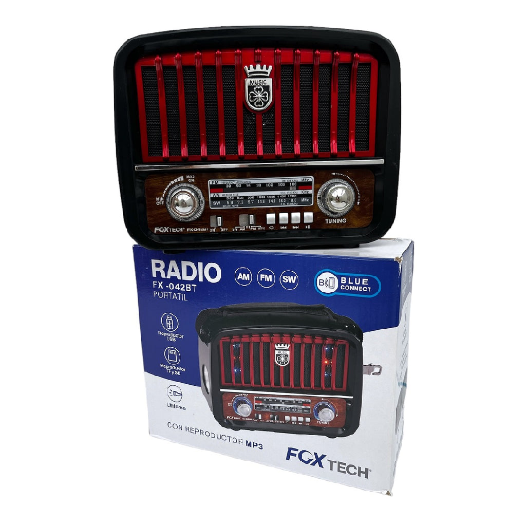 Parlante vintage  recargable bluetooth, FM, linterna y correa  FX 042